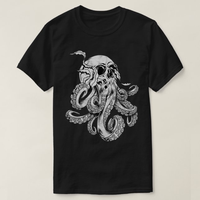 Octopus Skull Monster Kraken Cthulhu Skull för man T Shirt (Design framsida)