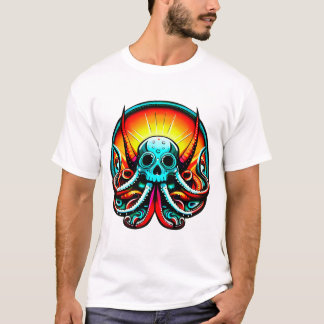 Octopus Skull på Färg T Shirt