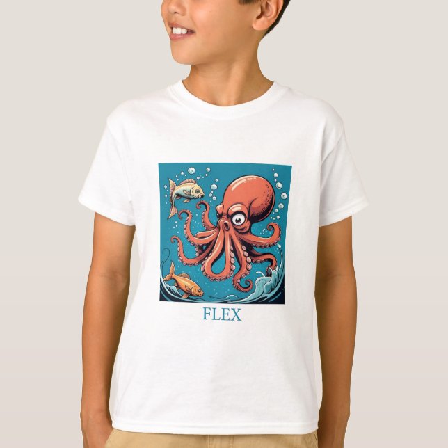Octopus Slapping a Fish, Flex T Shirt (Framsida)