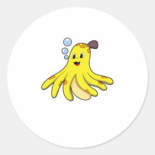 Octopus som Banana Runt Klistermärke
