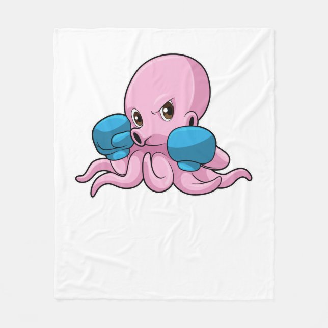 Octopus som Boxer med Boxinghandskar Fleecefilt (Framsidan)