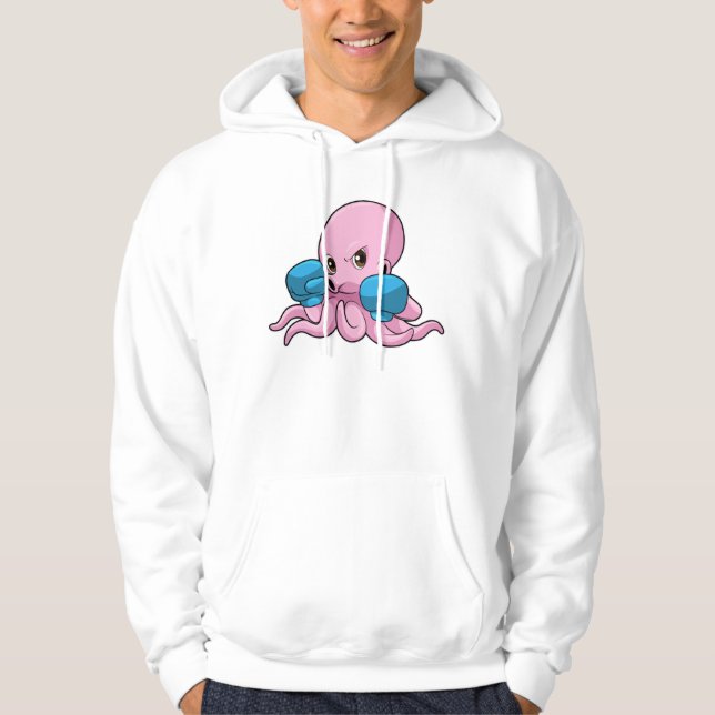 Octopus som Boxer med Boxinghandskar Hoodie (Framsida)