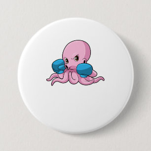 Octopus som Boxer med Boxinghandskar Knapp