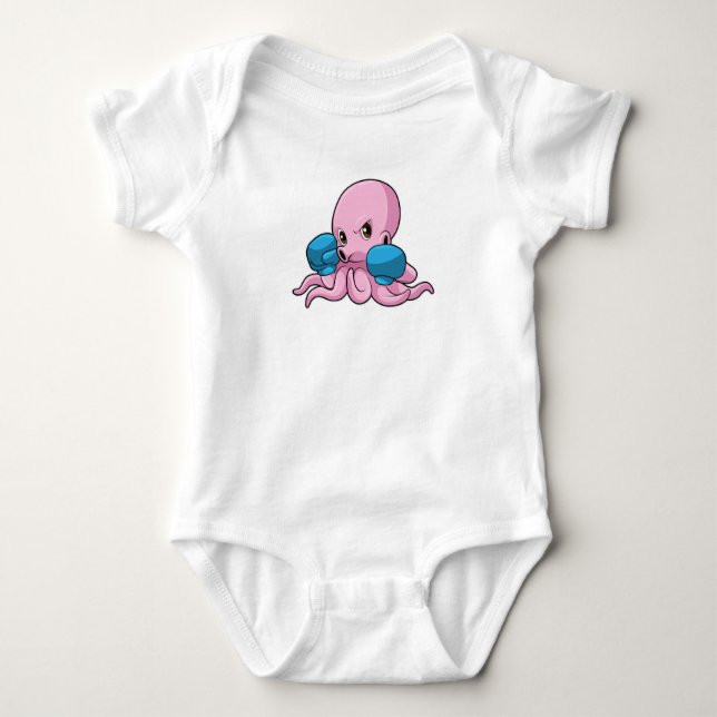 Octopus som Boxer med Boxinghandskar T Shirt (Framsida)