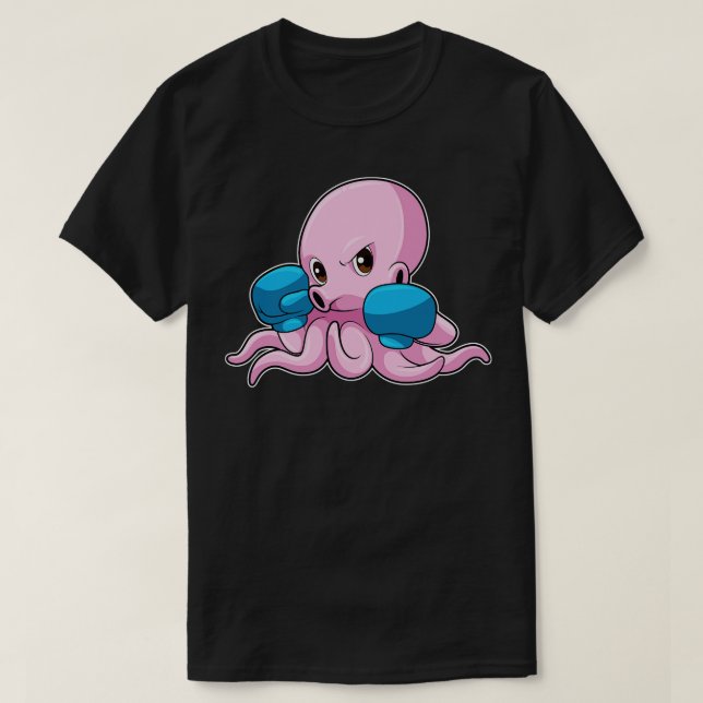 Octopus som Boxer med Boxinghandskar T Shirt (Design framsida)