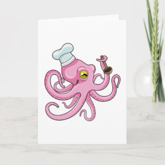 Octopus som Cook med träsked Kort