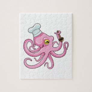 Octopus som Cook med träsked Pussel