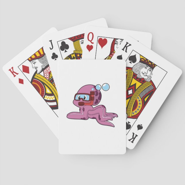 Octopus som Diver med Snorkel Casinokort (Baksidan)
