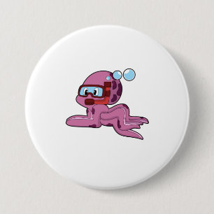 Octopus som Diver med Snorkel Knapp