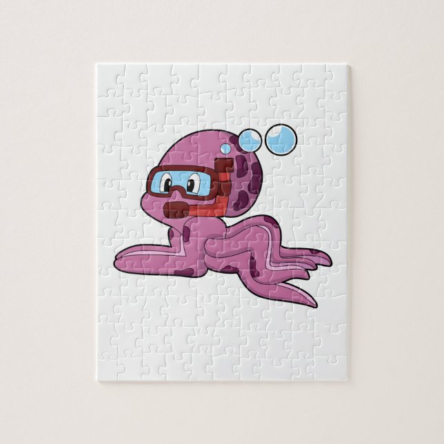 Octopus som Diver med Snorkel Pussel (Vertikal)