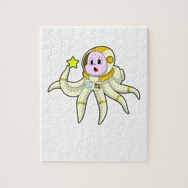 Octopus som Diver med stjärna Pussel (Vertikal)