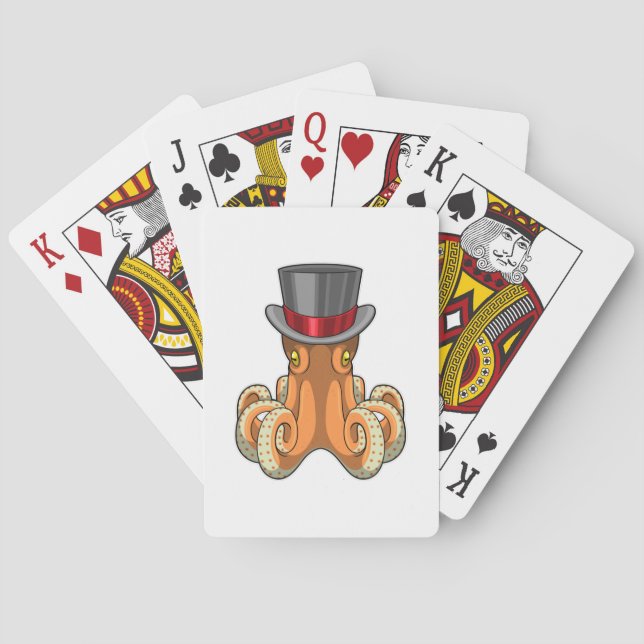 Octopus som gentleman med Top hat Casinokort (Baksidan)