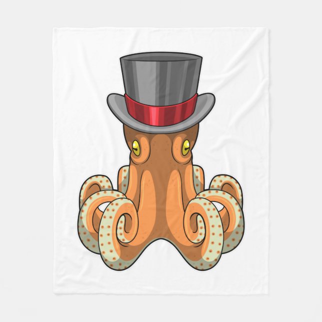 Octopus som gentleman med Top hat Fleecefilt (Framsidan)