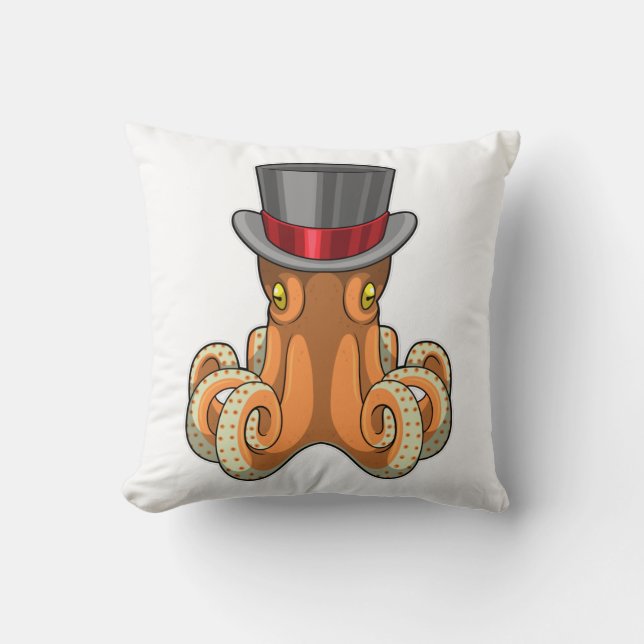 Octopus som gentleman med Top hat Kudde (Framsida)