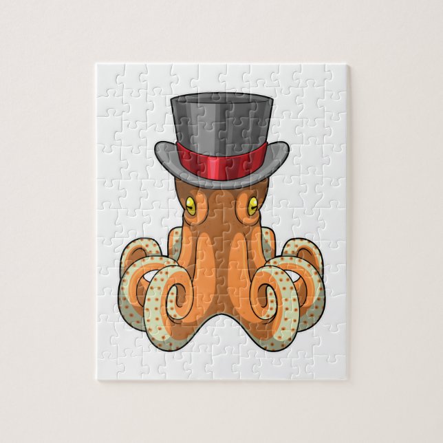Octopus som gentleman med Top hat Pussel (Vertikal)