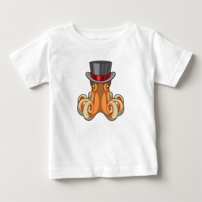 Octopus som gentleman med Top hat T Shirt (Framsida)