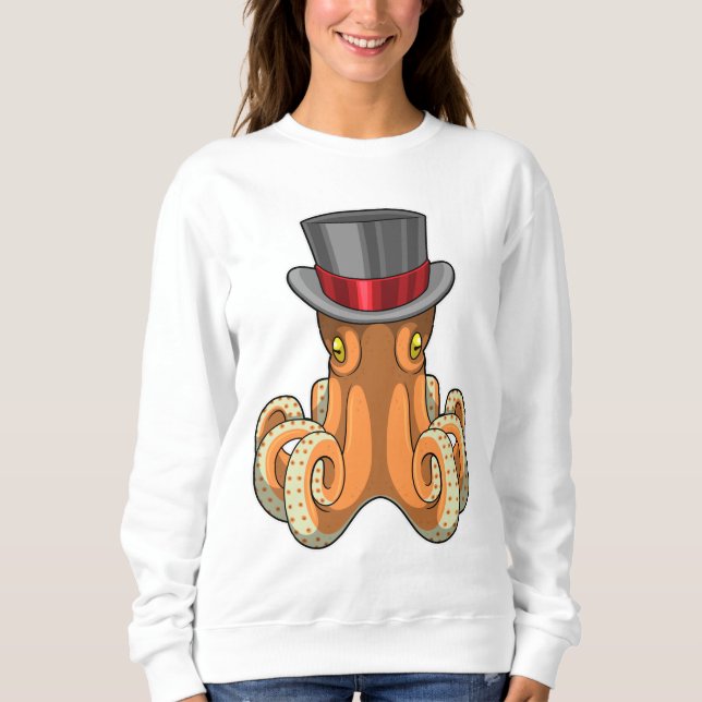 Octopus som gentleman med Top hat T Shirt (Framsida)