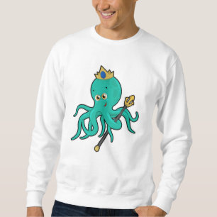 Octopus som Kung med Trident Lång Ärmad Tröja