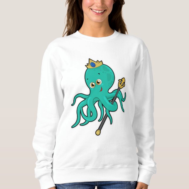Octopus som Kung med Trident T Shirt (Framsida)