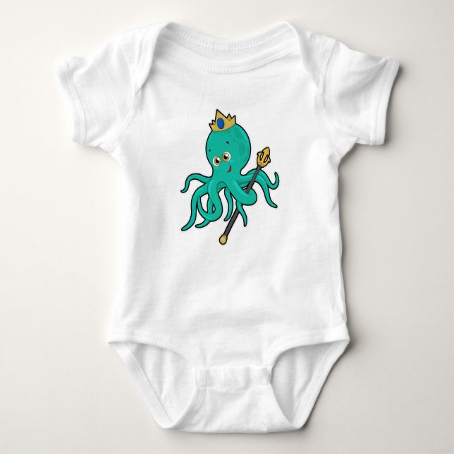 Octopus som Kung med Trident T Shirt (Framsida)