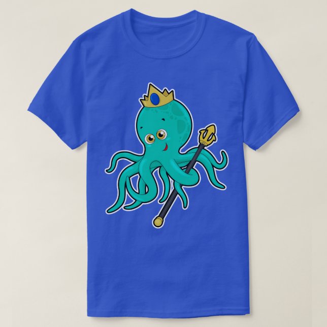 Octopus som Kung med Trident T Shirt (Design framsida)