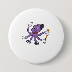 Octopus som Magician med Hat Knapp