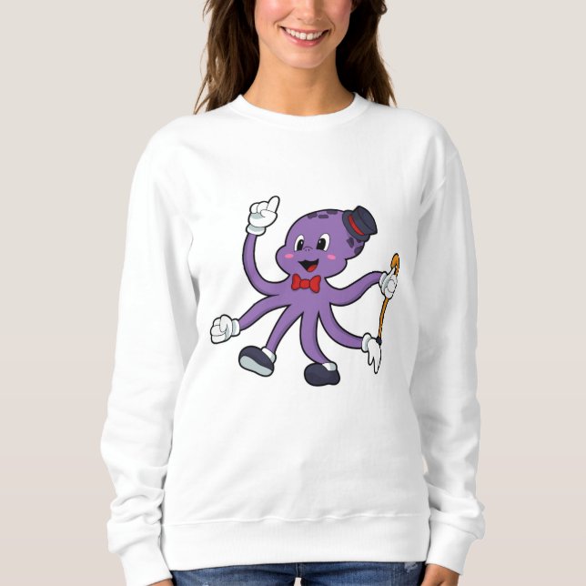 Octopus som Magician med Hat T Shirt (Framsida)