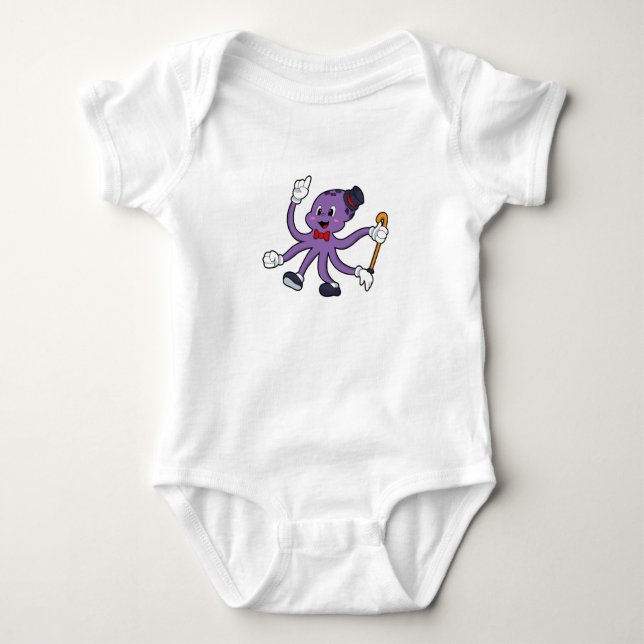 Octopus som Magician med Hat T Shirt (Framsida)