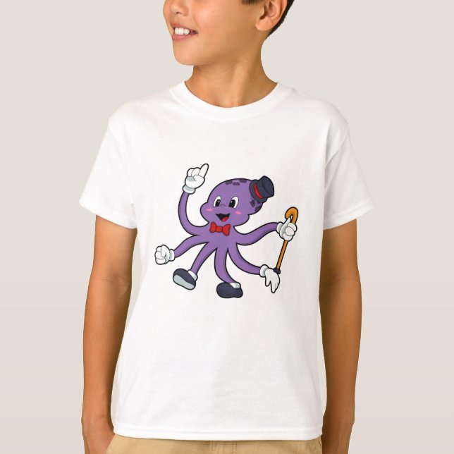 Octopus som Magician med Hat T Shirt (Framsida)
