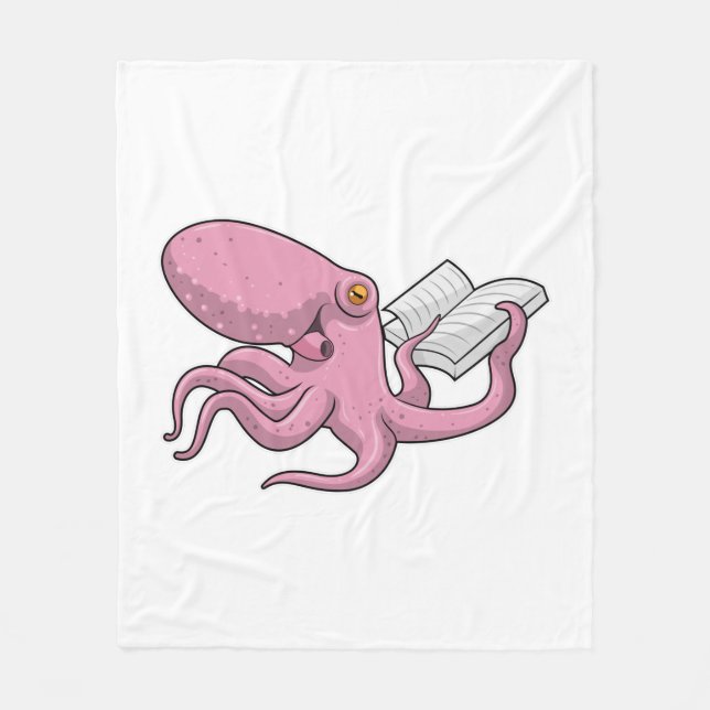 Octopus som Nerd med Bok Fleecefilt (Framsidan)