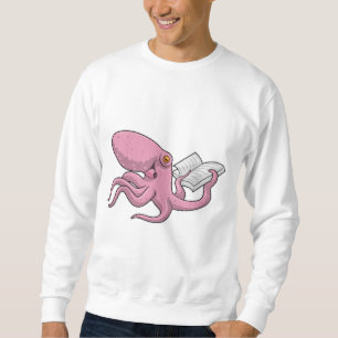 Octopus som Nerd med Bok Lång Ärmad Tröja