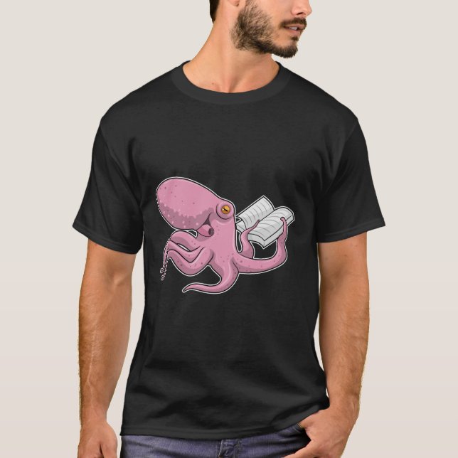 Octopus som Nerd med Bok T Shirt (Framsida)