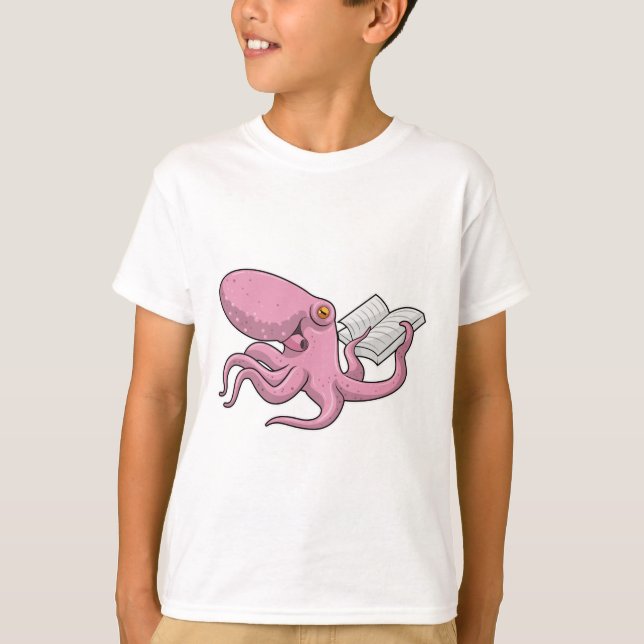 Octopus som Nerd med Bok T Shirt (Framsida)