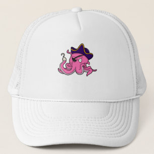 Octopus som Pirat med Hookad hand Keps
