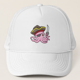 Octopus som Pirat med Saber & Öga plåster Keps