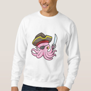 Octopus som Pirat med Saber & Öga plåster Lång Ärmad Tröja