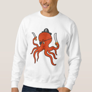 Octopus som Pirat med Sword & Knivar Lång Ärmad Tröja