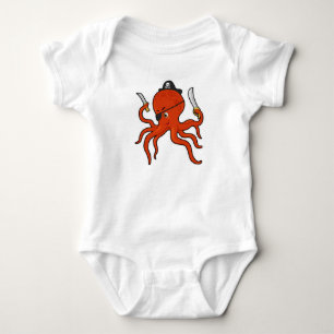 Octopus som Pirat med Sword & Knivar T Shirt