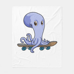 Octopus som Skater med Skateboard Fleecefilt