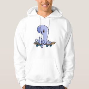 Octopus som Skater med Skateboard Hoodie