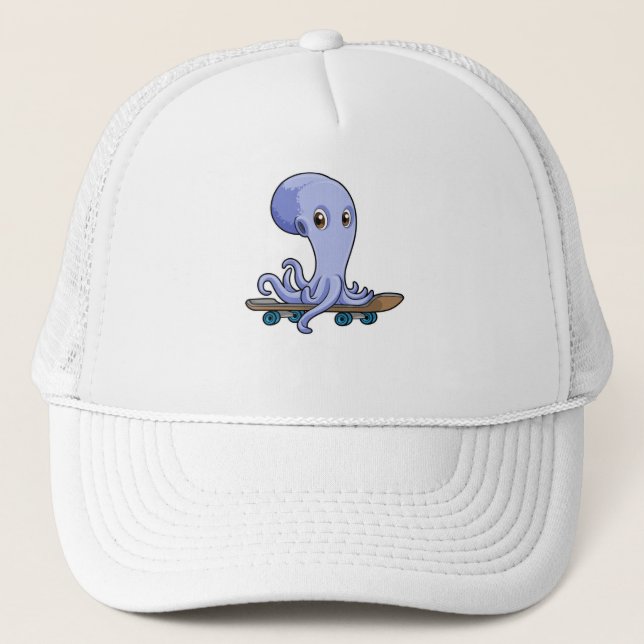 Octopus som Skater med Skateboard Keps (Framsida)