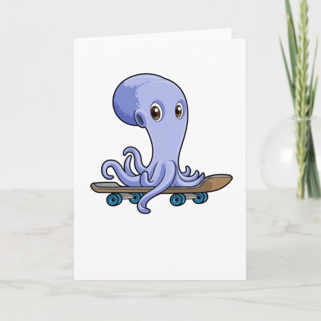Octopus som Skater med Skateboard Kort (Framsida)