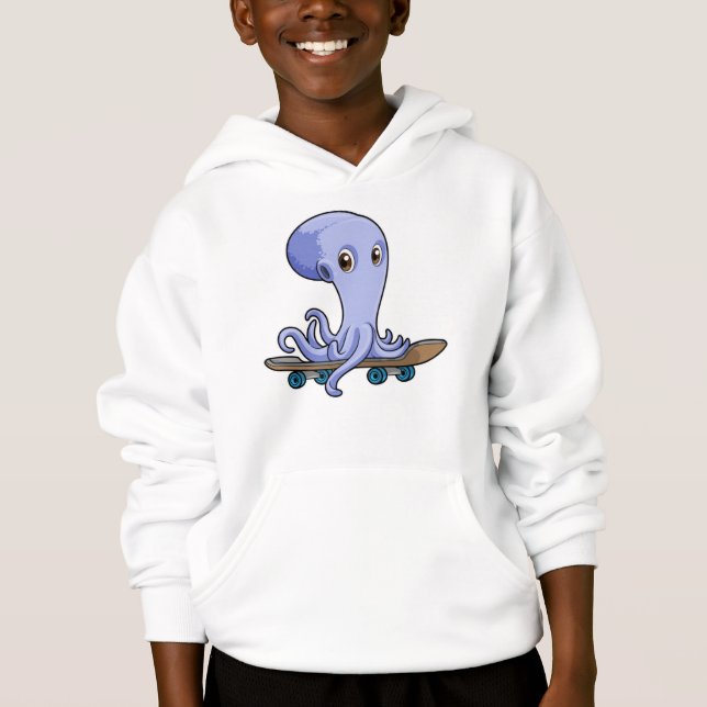 Octopus som Skater med Skateboard T Shirt (Framsida)