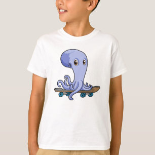 Octopus som Skater med Skateboard T Shirt
