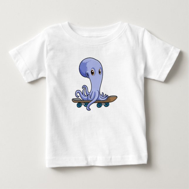 Octopus som Skater med Skateboard T Shirt (Framsida)