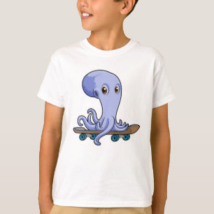 Octopus som Skater med Skateboard T Shirt