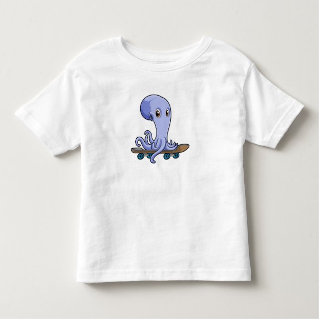 Octopus som Skater med Skateboard T Shirt (Framsida)