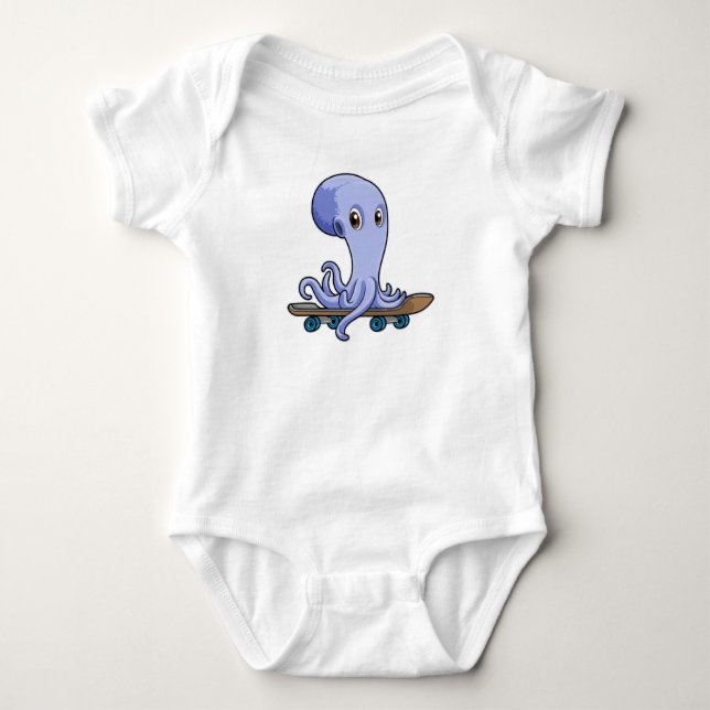 Octopus som Skater med Skateboard T Shirt (Framsida)