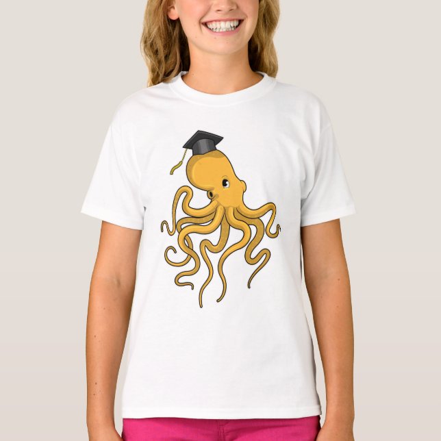Octopus som Student med diplomat T Shirt (Framsida)
