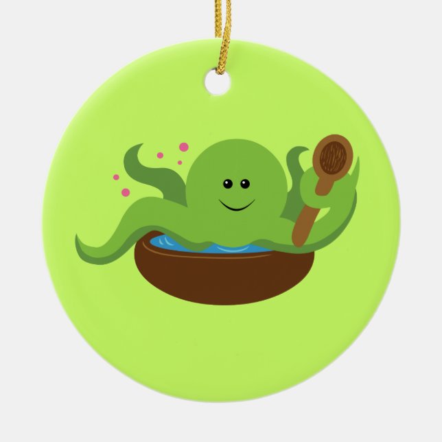 Octopus Soppa Julgransprydnad Keramik (Framsidan)